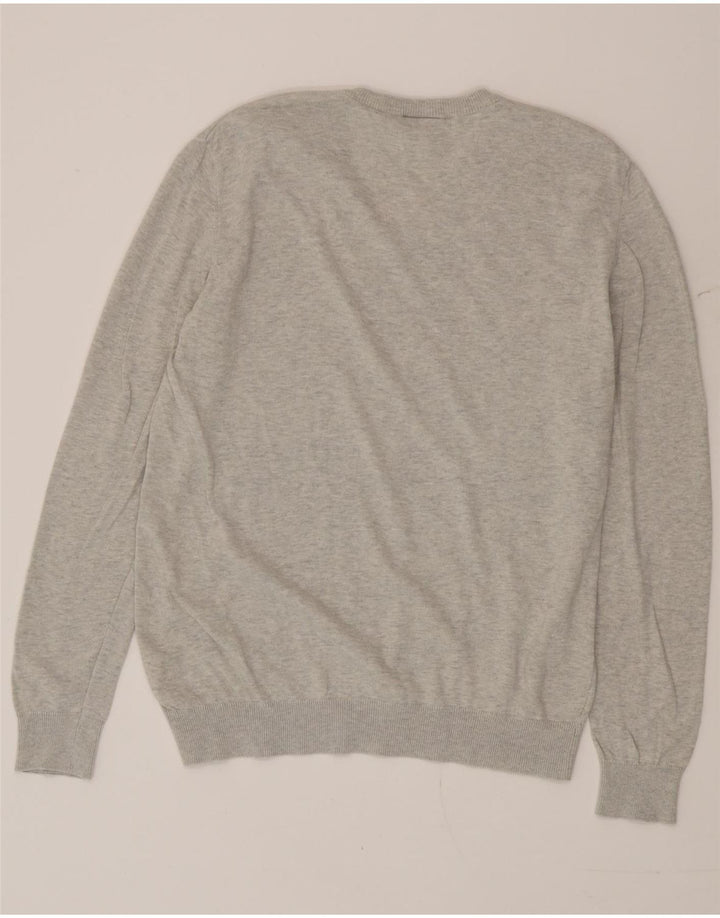 Męski sweter Lacoste z dekoltem w kształcie litery V, rozmiar 5, duży, szary, bawełniany w plamki