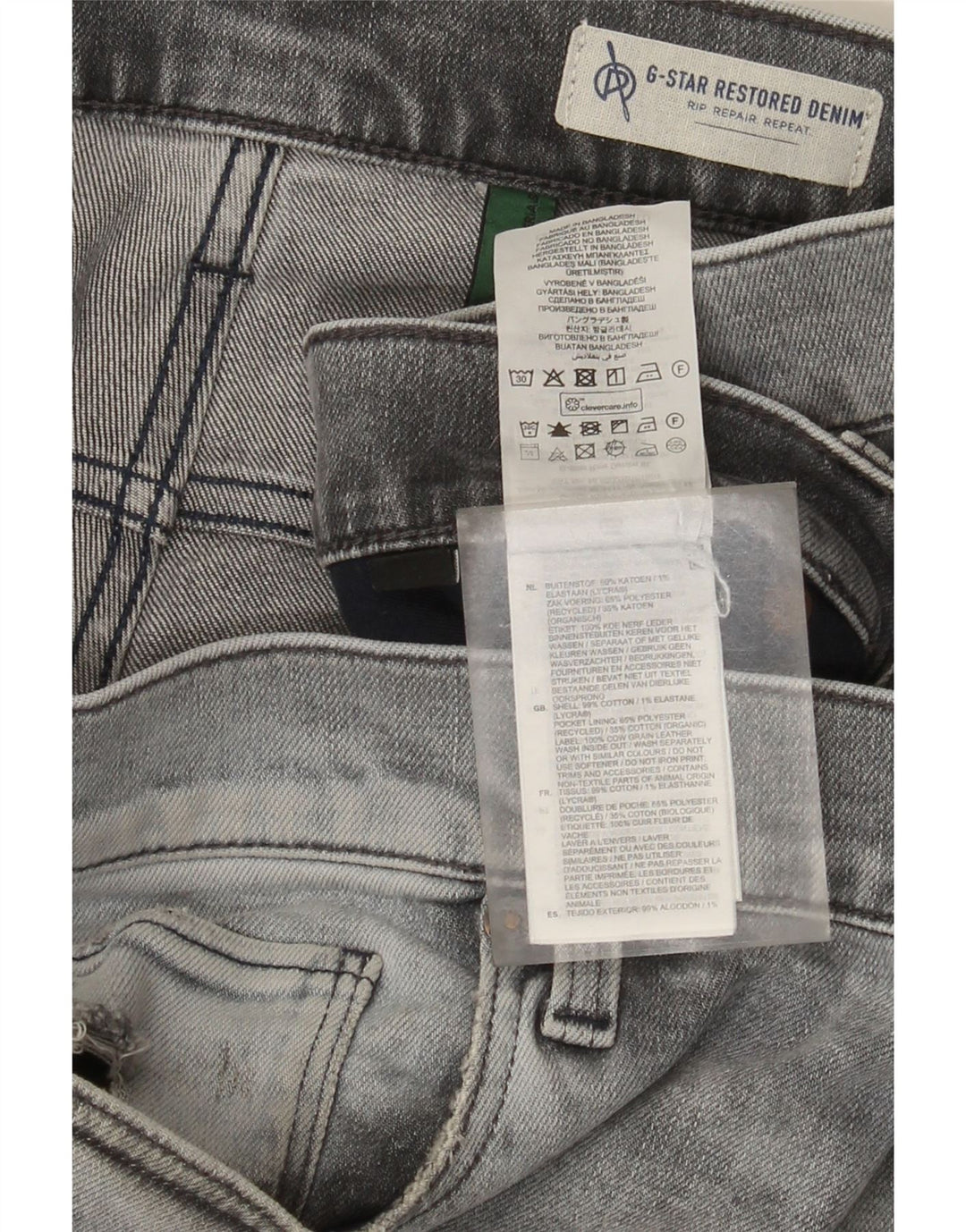 Męskie jeansy G-Star 3301 w trudnej sytuacji W36 L36 Szara bawełna