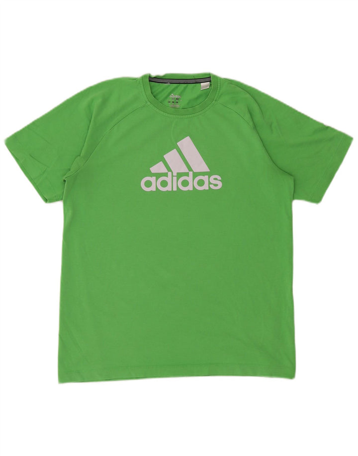 Chłopięcy T-shirt ADIDAS Climalite z grafiką, 15-16 lat, zielona bawełna