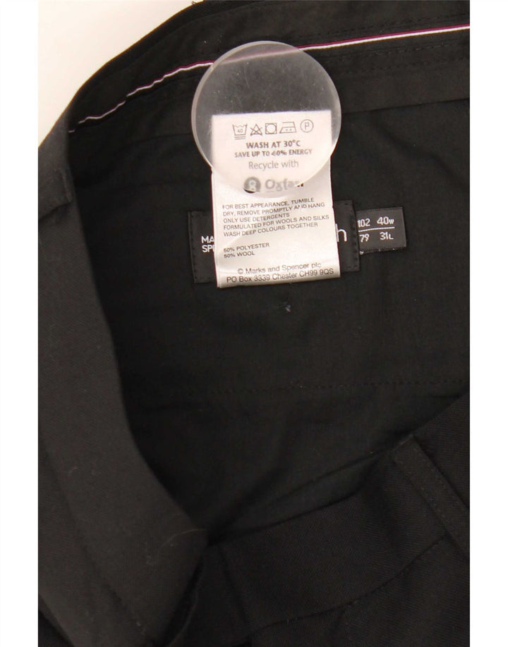 Męskie spodnie garniturowe Marks & Spencer Autograph W40 L31 czarne