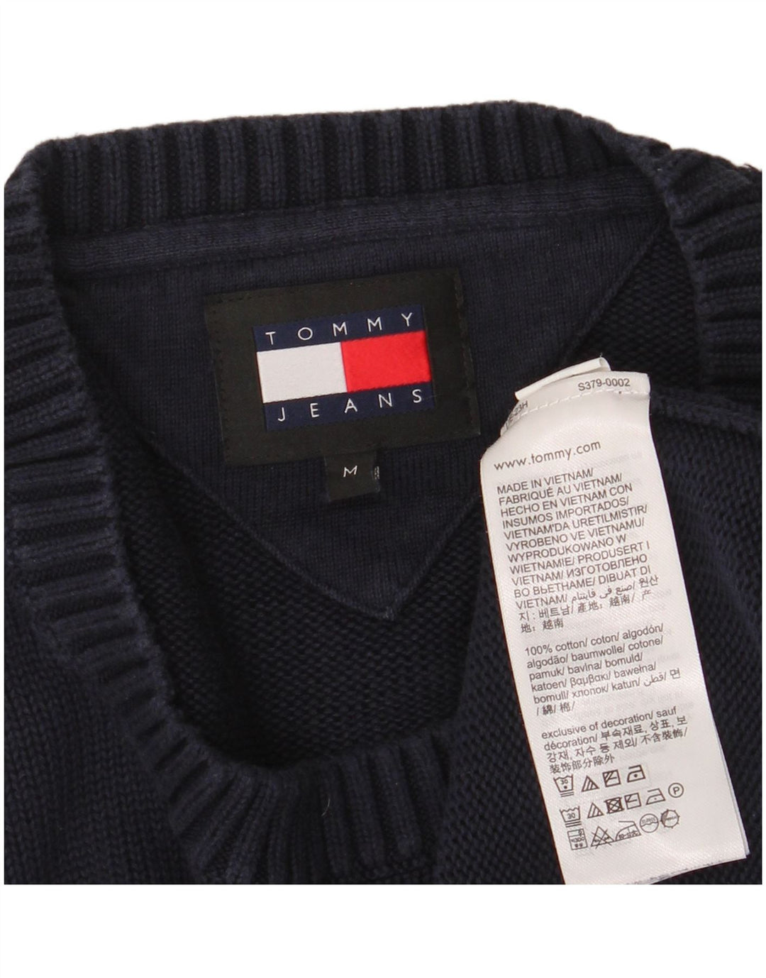TOMMY HILFIGER Męski sweter z okrągłym dekoltem, średni granatowy, bawełniany