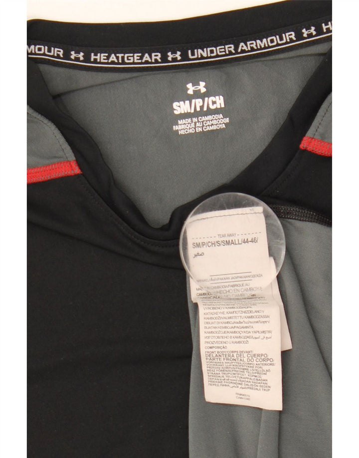 Under Armour Męski T-shirt Top, mały, czarny, z blokami kolorów, poliester