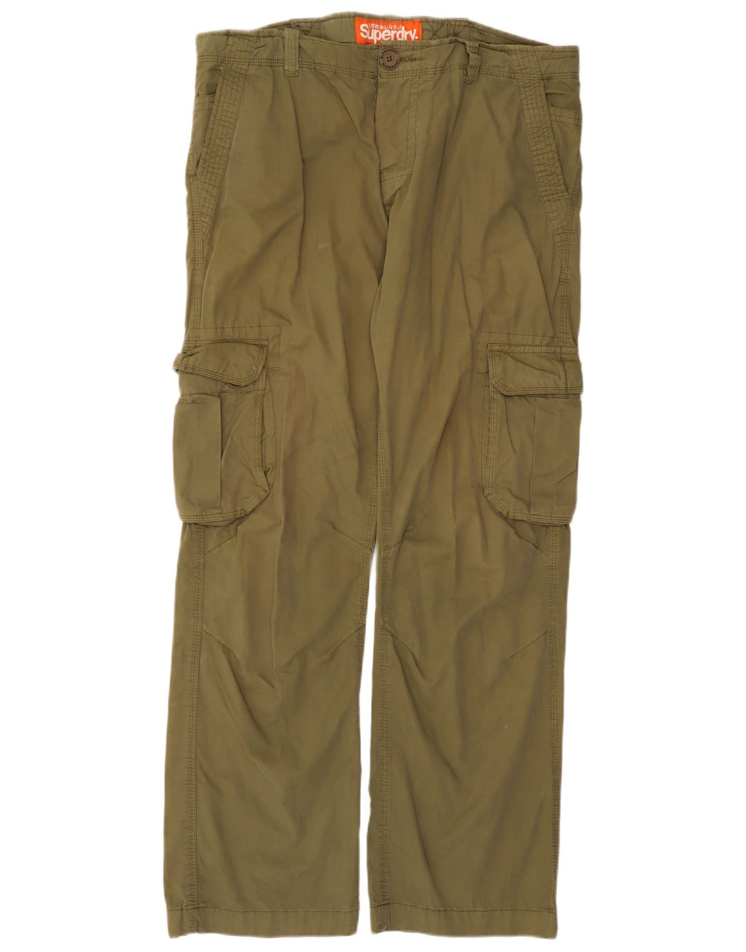 Męskie proste spodnie cargo Superdry 2XL W42 L32, bawełna khaki