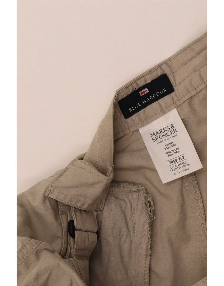 Męskie spodnie cargo Marks & Spencer Blue Harbor, zwężane, W36 L29, beżowe