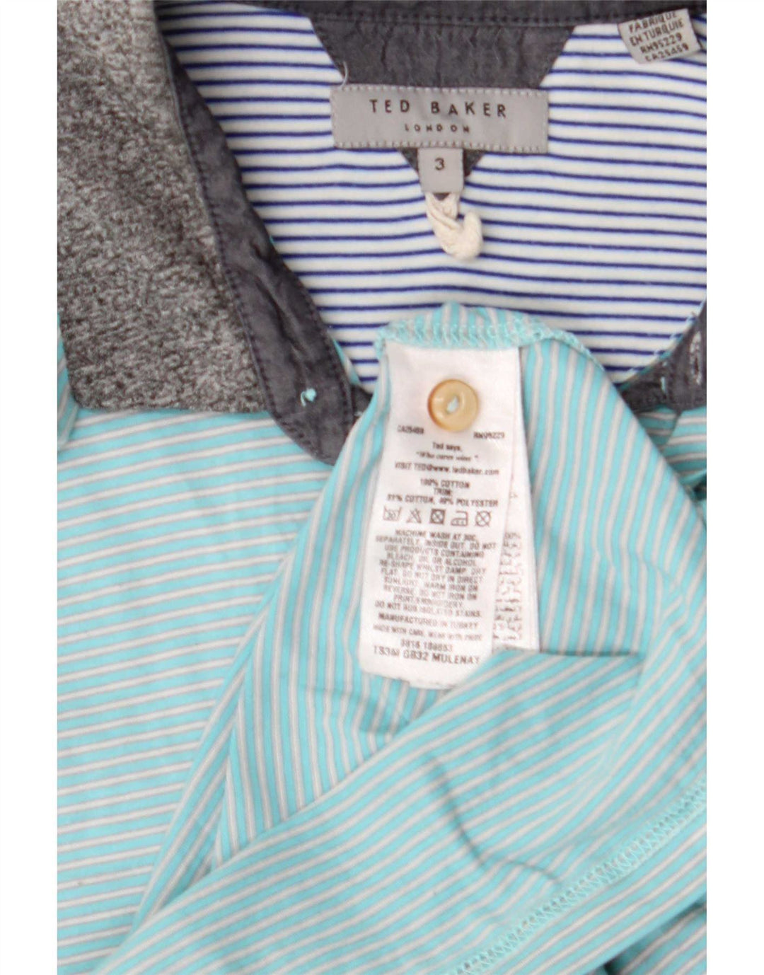 Męska koszulka polo Ted Baker Rozmiar 3 Średnie niebieskie paski bawełniane