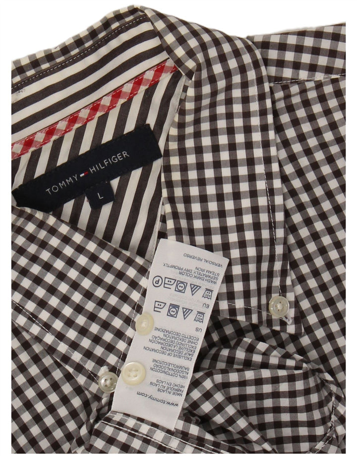 Koszula męska Tommy Hilfiger, duża, czarna, bawełniana w kratkę