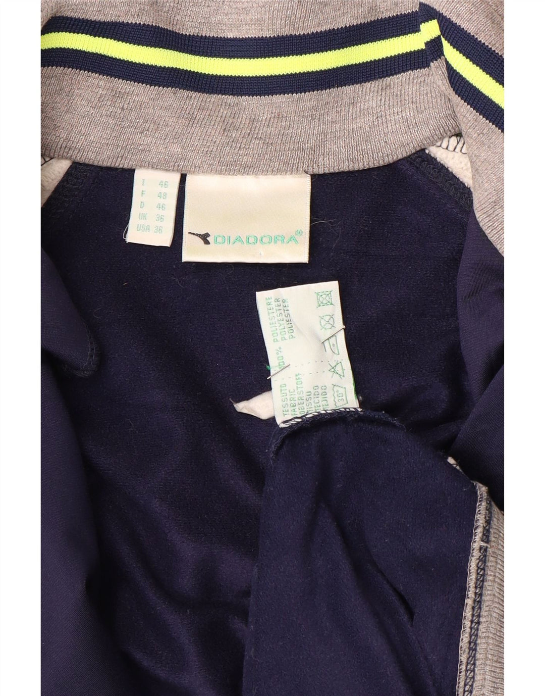 Męska kurtka dresowa Diadora z grafiką UK 36, mały granatowy blok kolorów