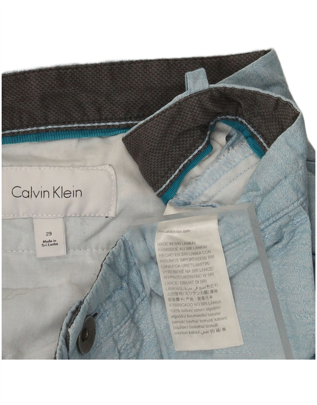 Męskie spodenki Chino Calvin Klein W29 Small, niebieskie, bawełniane