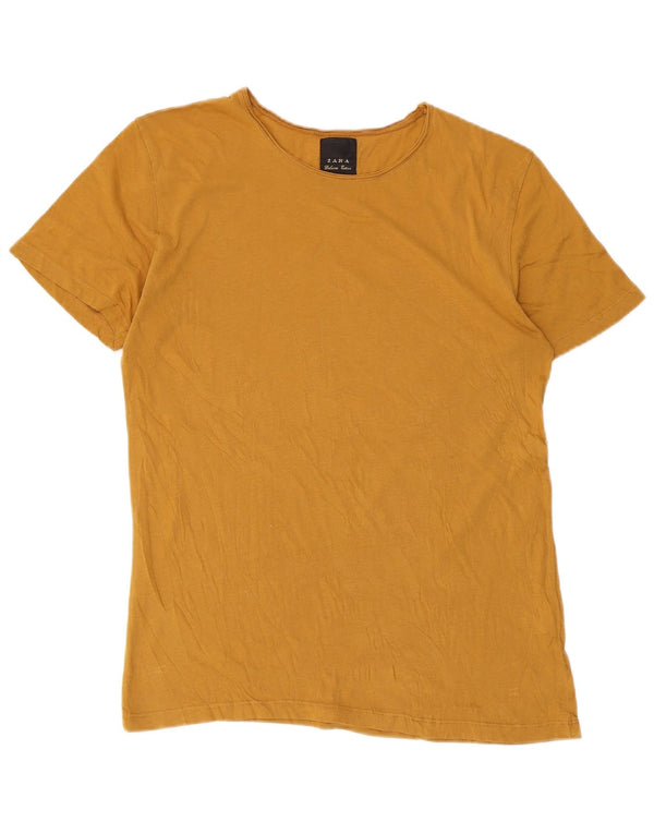T-shirt damski Zara Top UK 12 Średni żółty bawełniany