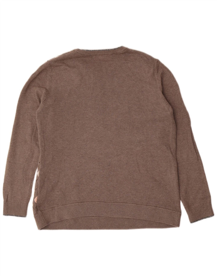 Damski sweter Ted Baker z okrągłym dekoltem, rozmiar 3, średni szary Argyle/Diament