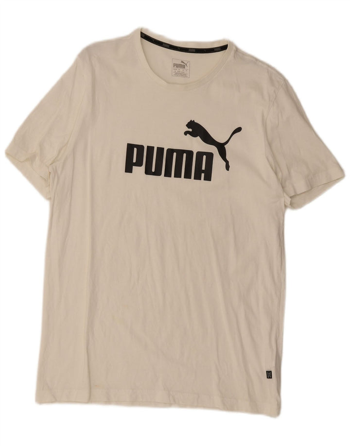 Męska koszulka z grafiką Puma, duża, biała, bawełniana