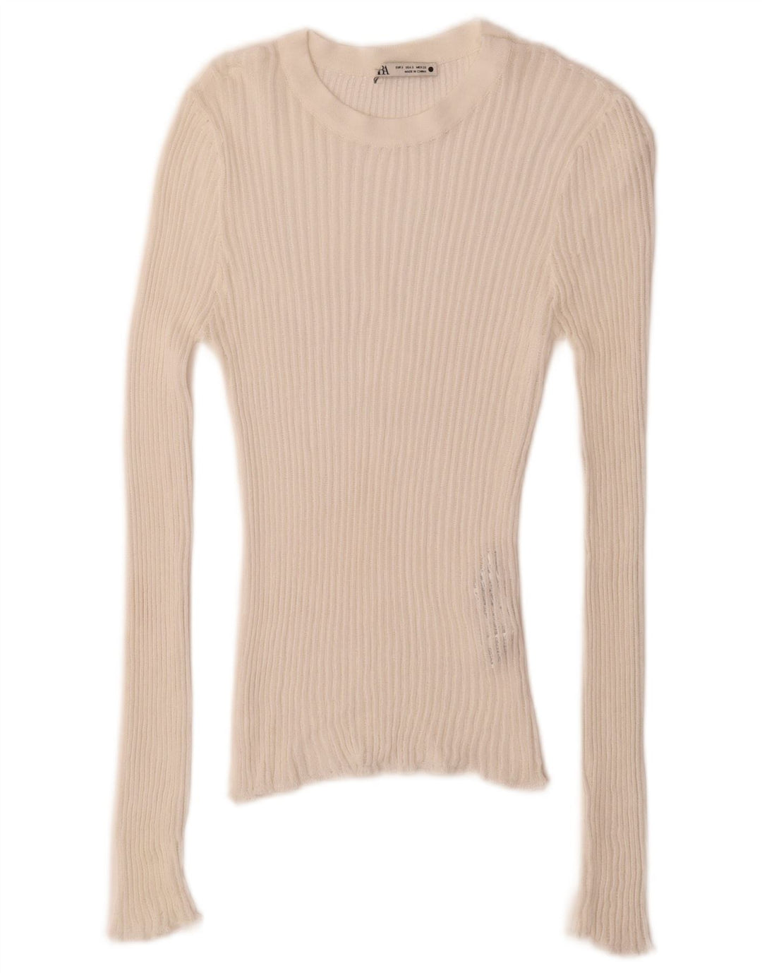 Damski top z długim rękawem Zara UK 8 Small, biała wiskoza