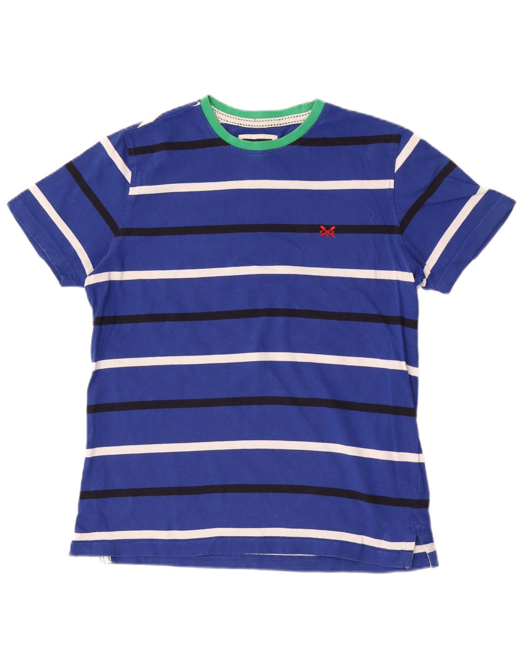 Crew Clothing Męski T-shirt Top, bawełna w średnie niebieskie paski