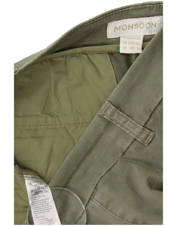 Damskie proste spodnie chino MONSOON UK 12 Medium W32 L28 Khaki