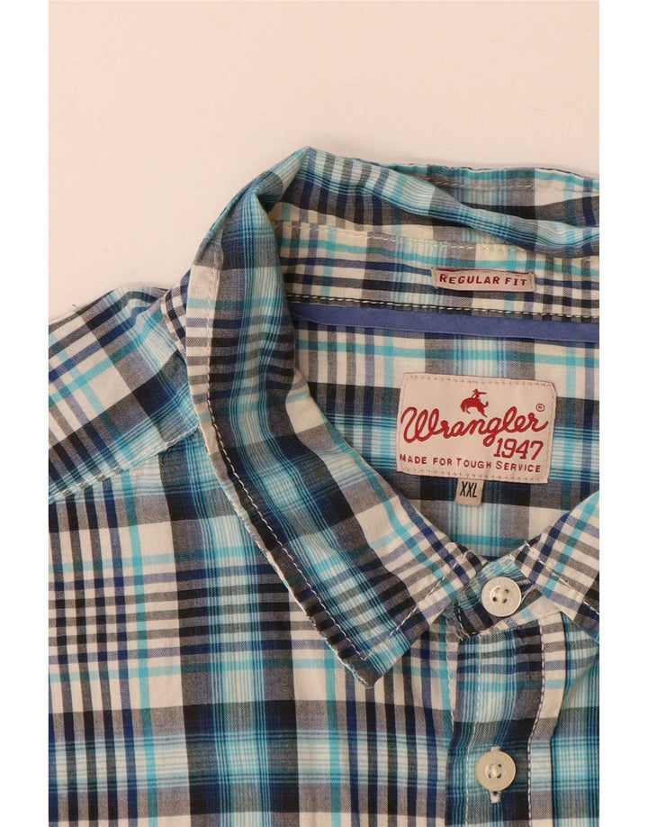 Koszula męska Wrangler z krótkim rękawem o regularnym kroju, bawełniana w niebieską kratkę 2XL