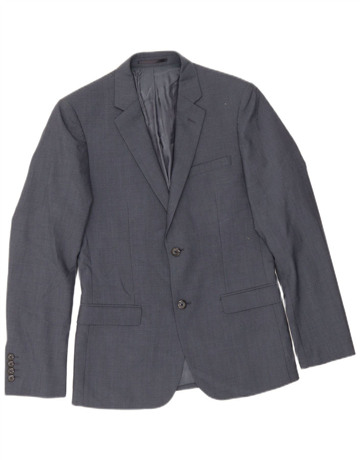 Dkny Męska marynarka zapinana na 2 guziki Slim Fit UK 36 Mała granatowa wełna