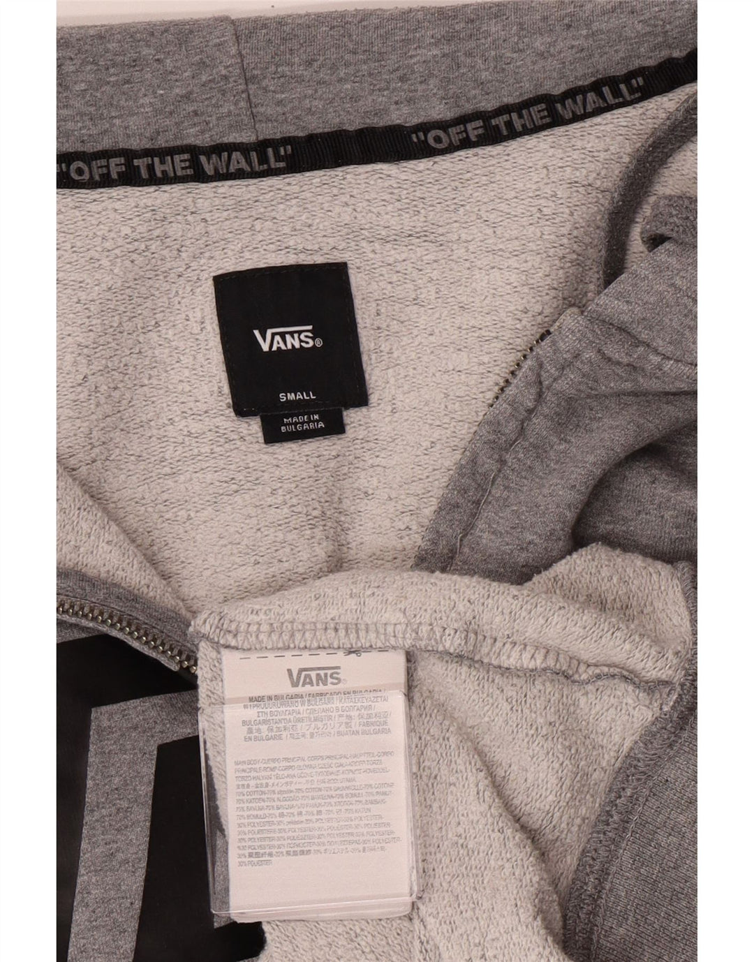 Męski sweter z kapturem i zamkiem błyskawicznym Vans, mały, szary, bawełniany