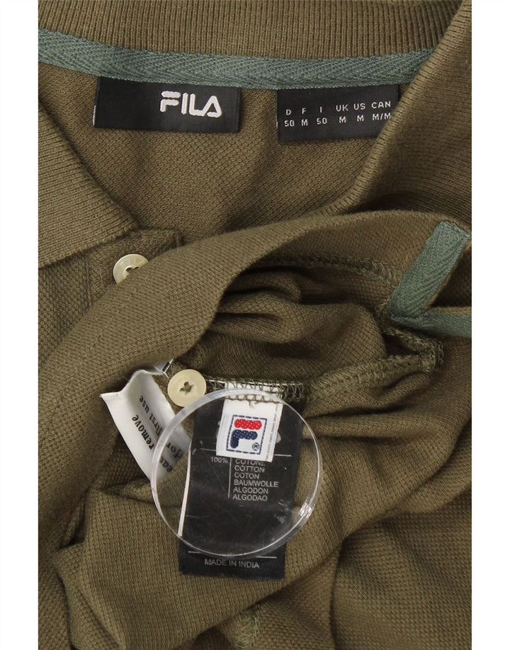 FILA Mens Polo Shirt Medium Khaki Cotton