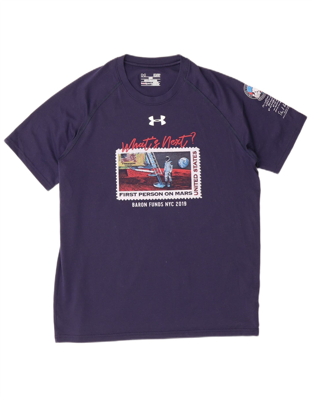 UNDER ARMOUR Męski luźny T-shirt z grafiką, mały, granatowy, poliester