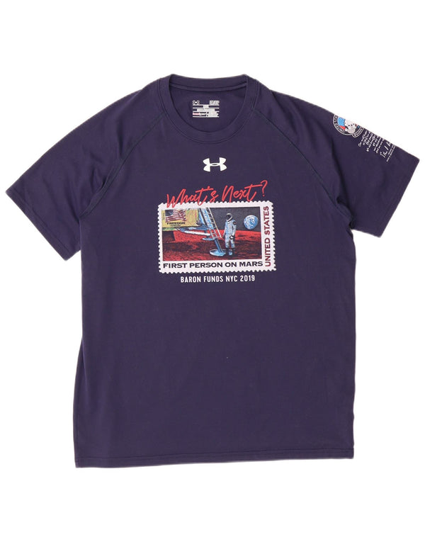 UNDER ARMOUR Męski luźny T-shirt z grafiką, mały, granatowy, poliester