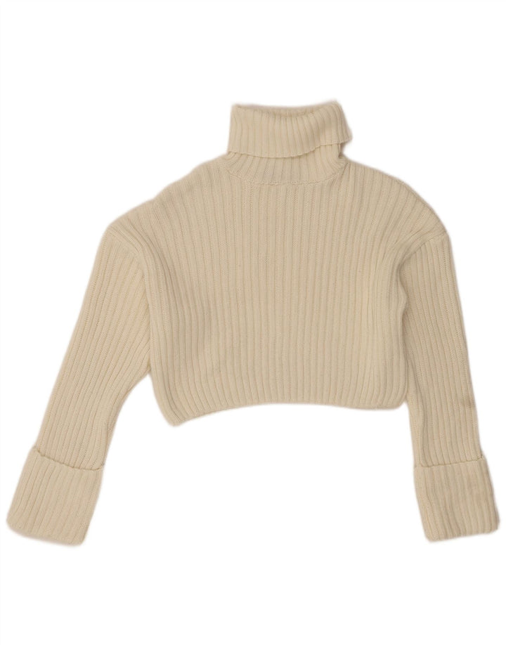 Damski sweter Zara Crop Oversize z golfem UK 10 Small White