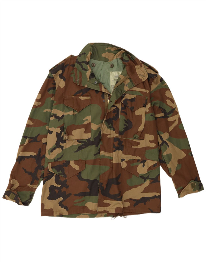 Męska kurtka wojskowa w stylu vintage UK 38, średni kamuflaż khaki, poliester