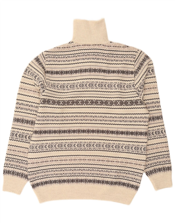 Męski sweter z zamkiem błyskawicznym Jim Spencer Średni beżowy Fair Isle Wool