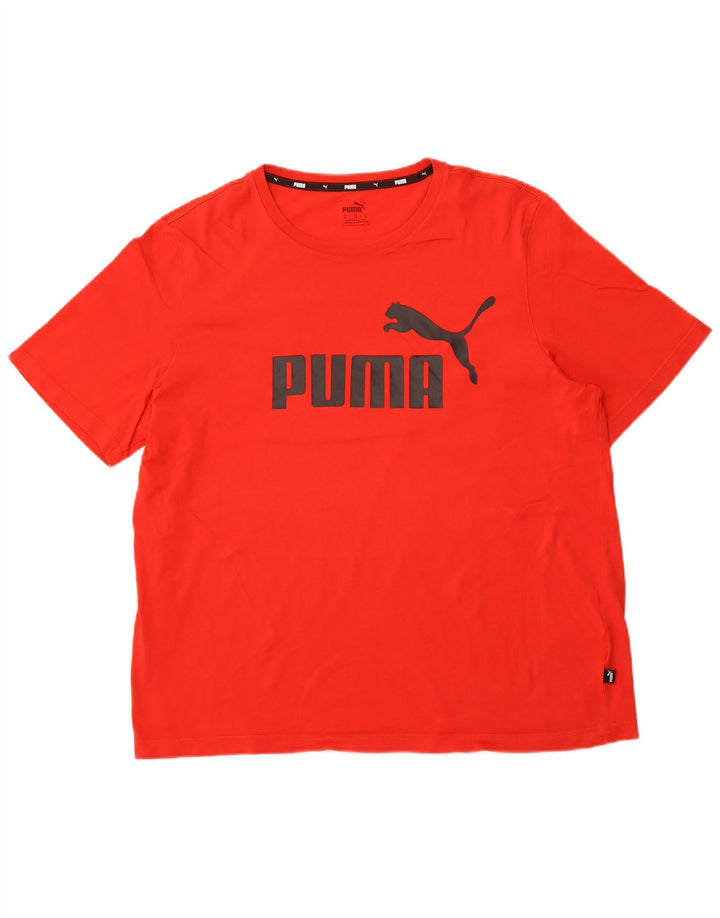 Męski T-shirt z grafiką PUMA, top XL, czerwona bawełna