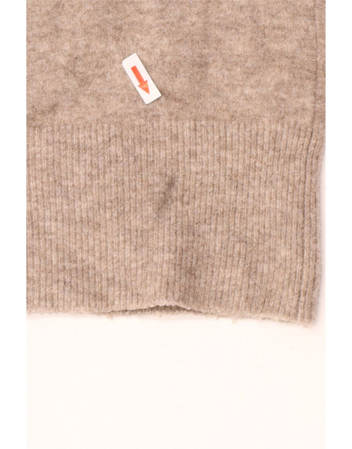 Sweter damski Zara Oversize z dekoltem w kształcie litery V, UK 10, mały, brązowy, nakrapiany