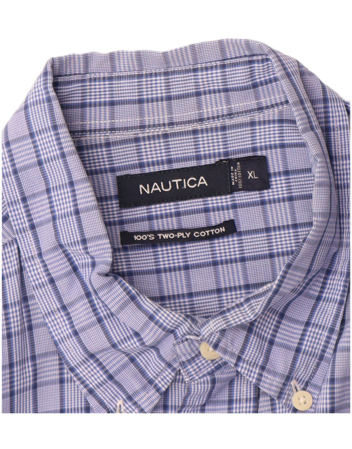 Męska koszula z krótkim rękawem Nautica XL, bawełniana w niebieską kratkę