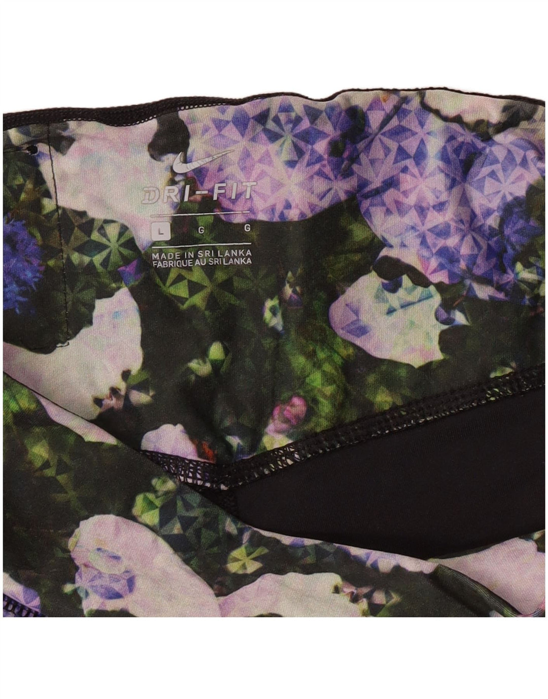 Damskie legginsy Nike Dri Fit Capri UK 14, duże czarne w kwiaty