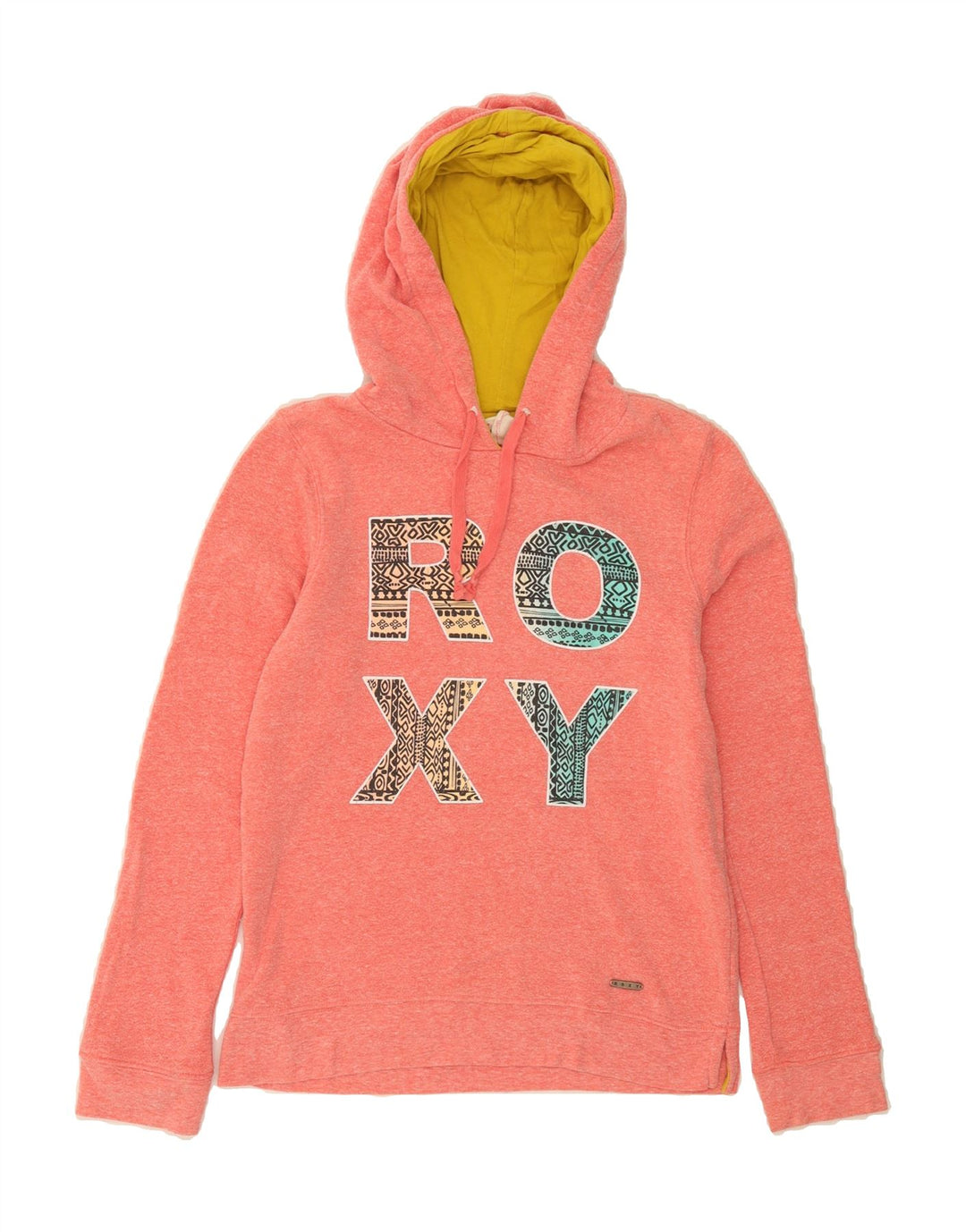 ROXY Womens Graphic Hoodie Jumper UK 10 Small Pink Polyester Vintage Roxy and Second-Hand Roxy from Messina Hembry 