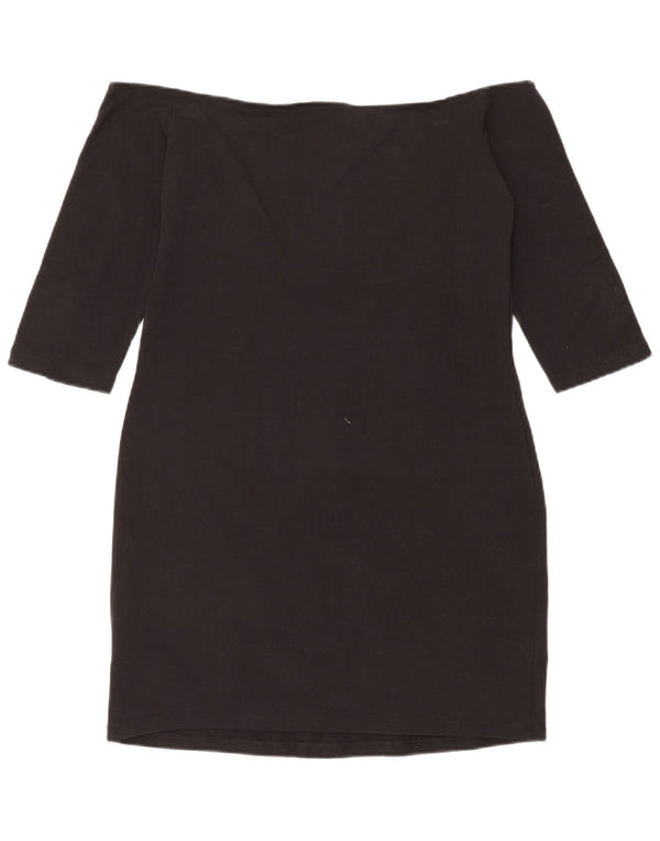 Adidas Damska Sukienka Z Rękawem 3/4 Off Shoulder UK 18 XL Czarna Bawełniana Sportowa