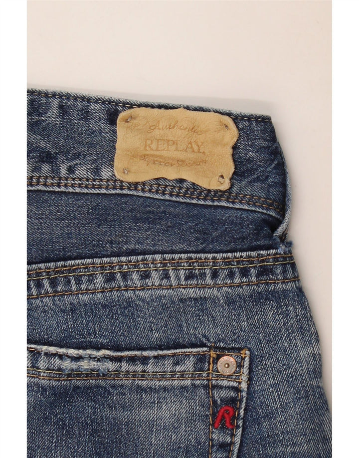 Damskie jeansy z szeroką nogawką REPLAY W32 L31 Niebieskie