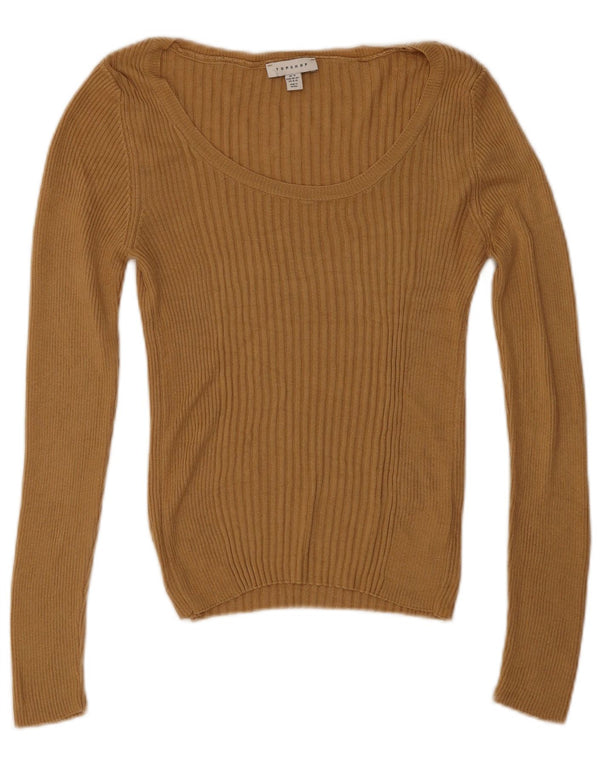 Damski sweter z dekoltem w łódkę Topshop UK 12 Średni beż wiskoza