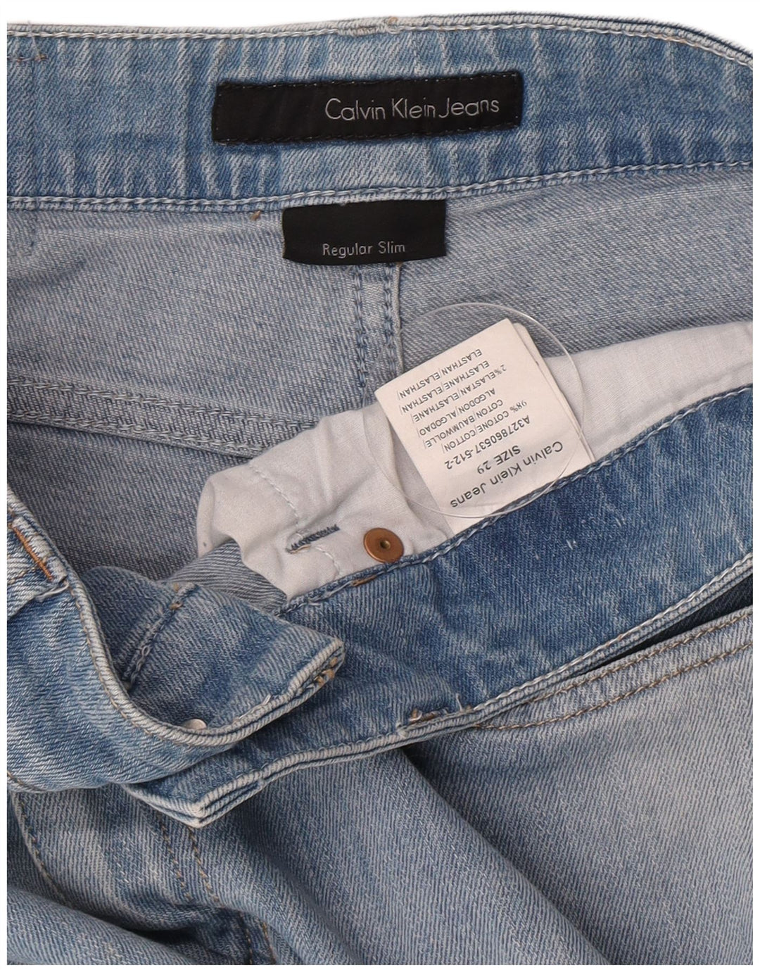 Damskie jeansy Capri Calvin Klein Slim Regular Fit W29 Średni niebieski bawełniany