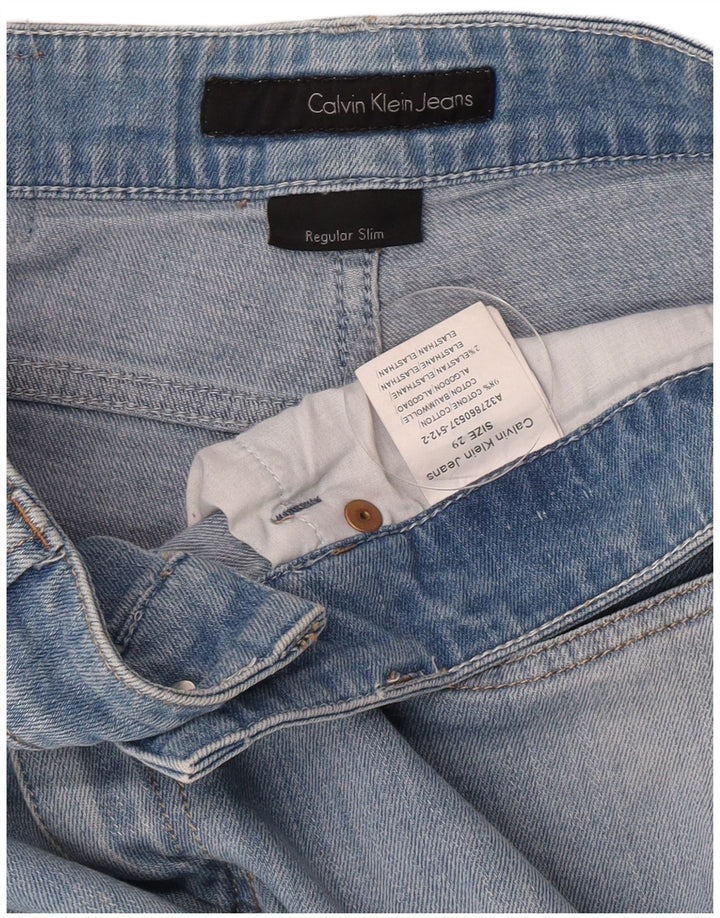 Damskie jeansy Capri Calvin Klein Slim Regular Fit W29 Średni niebieski bawełniany