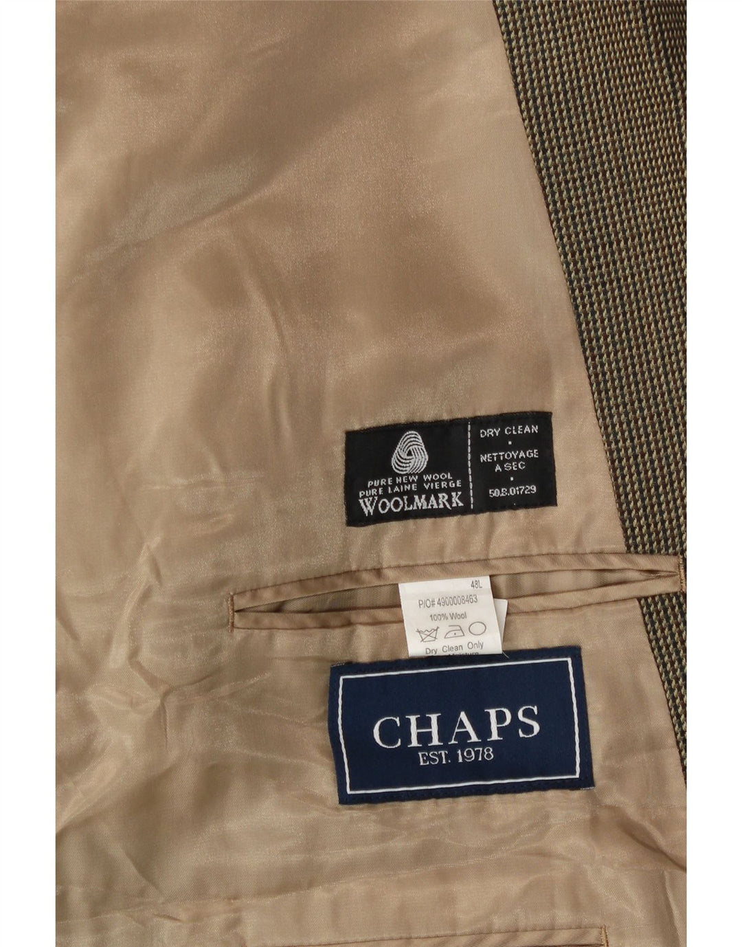Męska marynarka zapinana na 2 guziki Chaps UK 48 4XL Khaki, nowa wełna