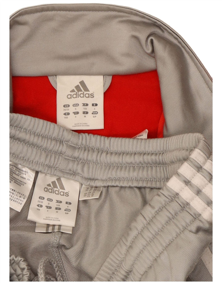 Adidas Męski pełny dres UK 36/38 Mały szary poliester z blokami kolorów