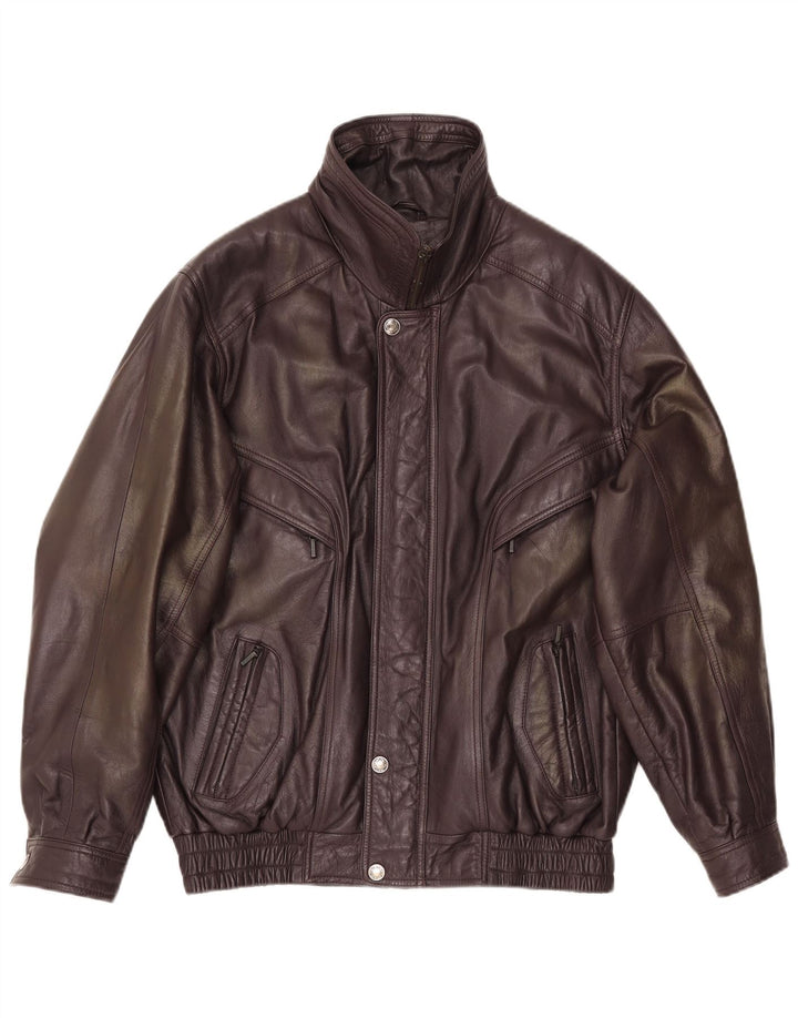 Vintage męska kurtka skórzana IT 48 średniej wielkości brązowa skóra