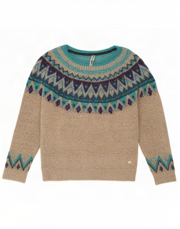 Damski sweter Weird Fish z dekoltem w łódkę UK 8 Small Beige Fair Isle