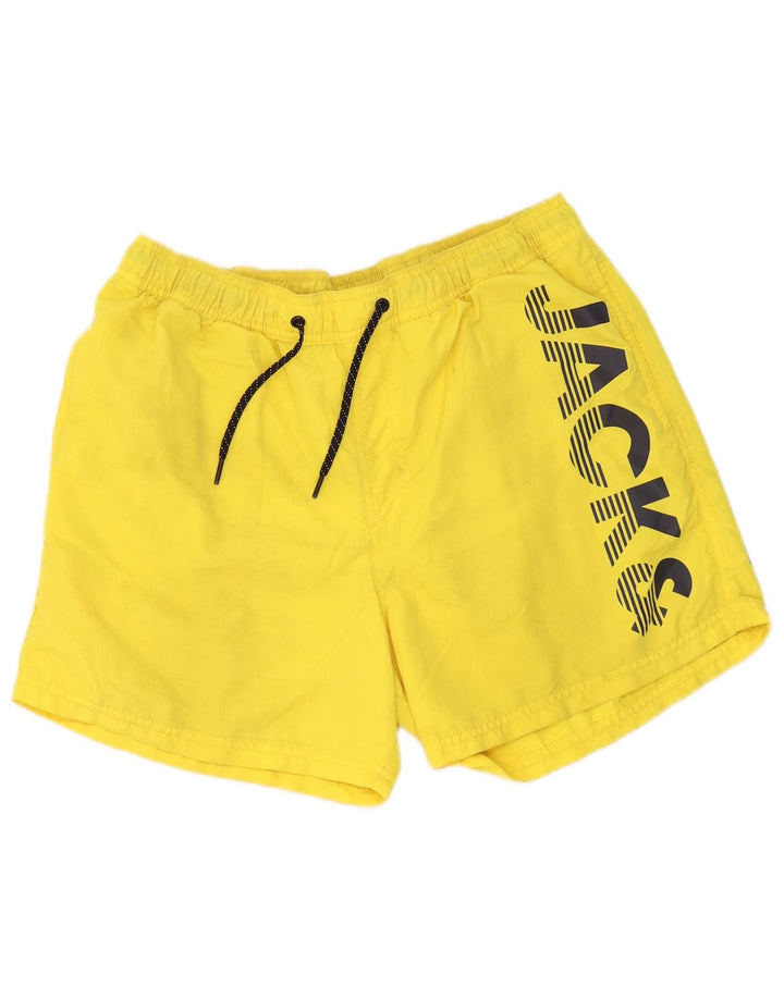 Męskie spodenki kąpielowe Jack & Jones z grafiką, duże, żółte, poliestrowe