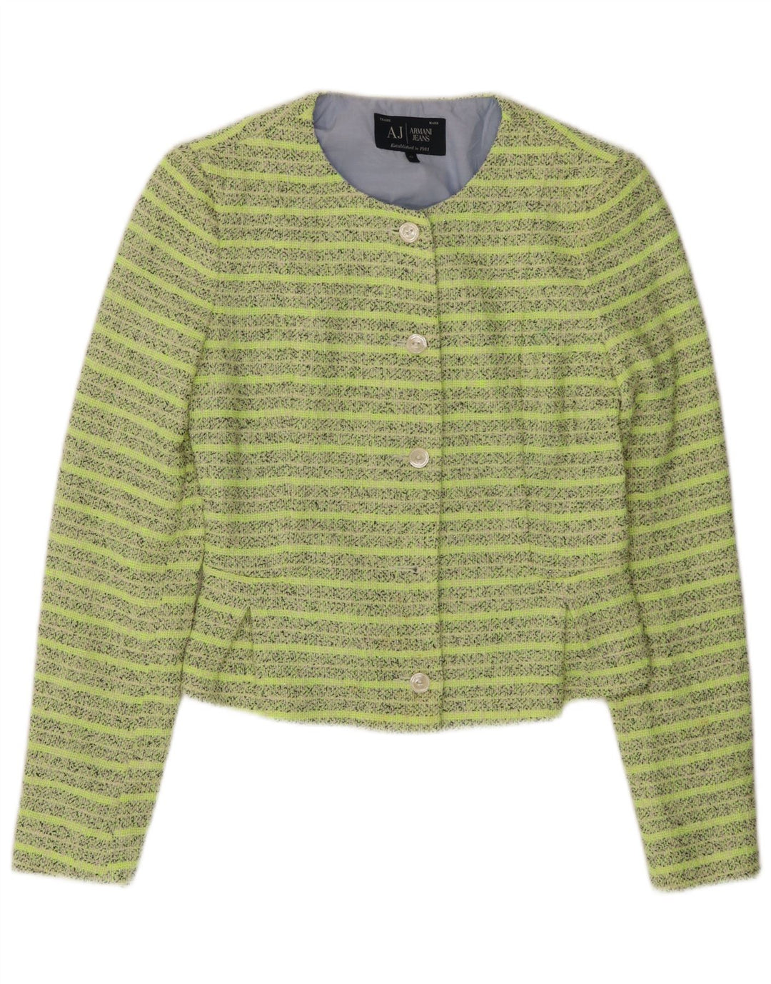 ARMANI JEANS Damska marynarka zapinana na 5 guzików IT 42 w średnie zielone paski