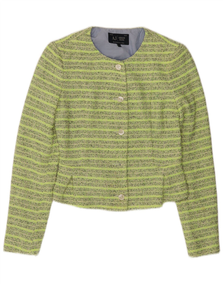 ARMANI JEANS Damska marynarka zapinana na 5 guzików IT 42 w średnie zielone paski