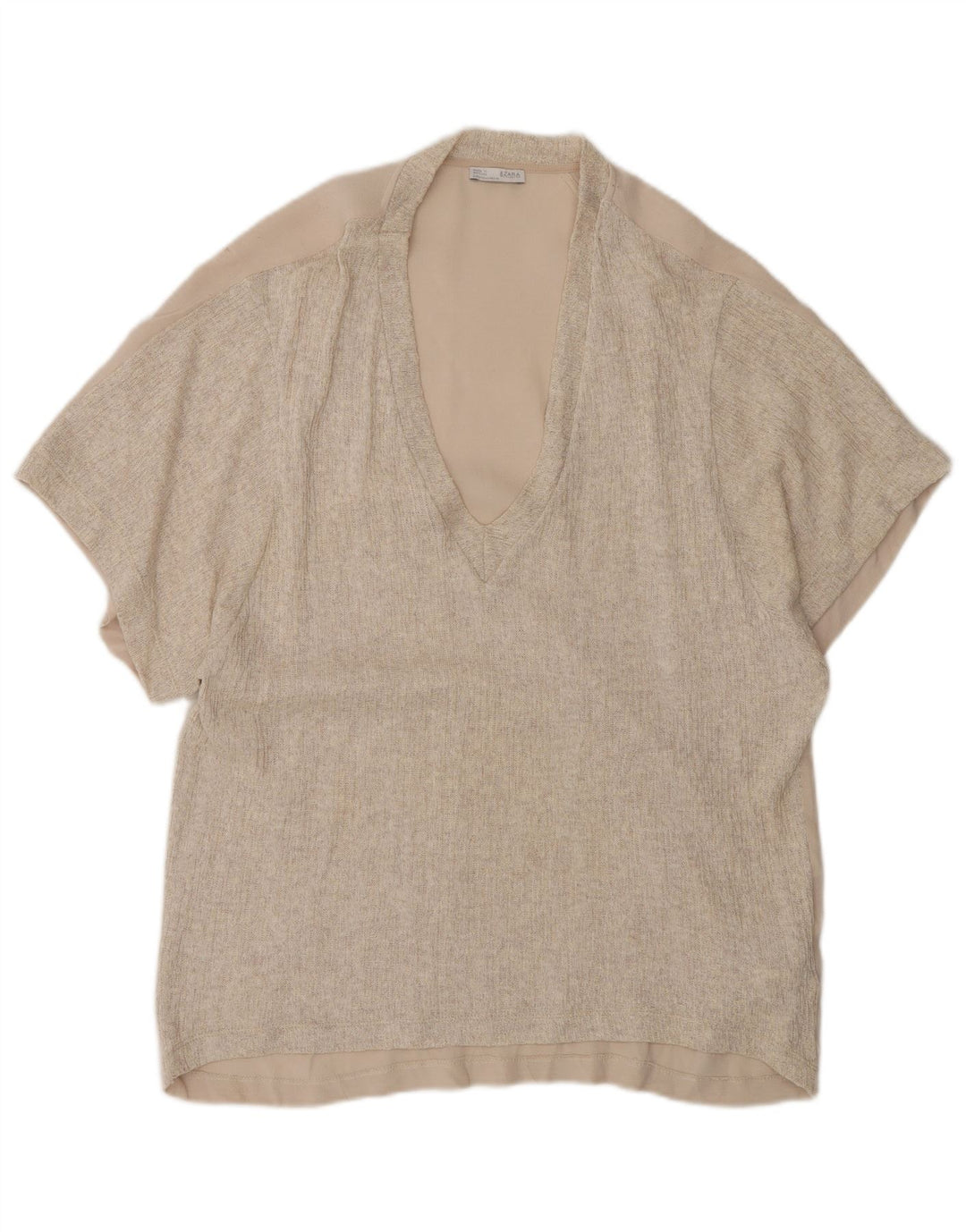 Damska tunika oversize Zara UK 10, mała, beżowa, poliester