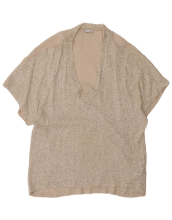 Damska tunika oversize Zara UK 10, mała, beżowa, poliester