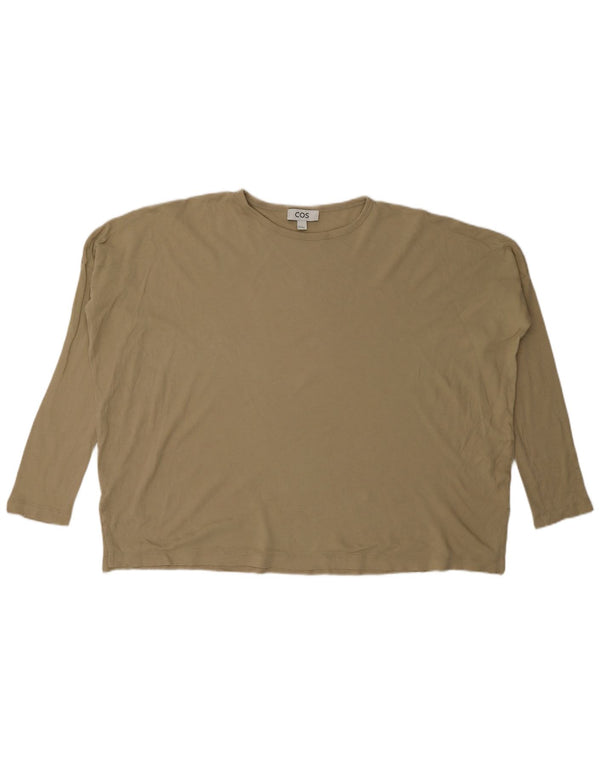 Cos Damska koszulka oversize z długim rękawem, UK 6 XS, beżowa bawełna