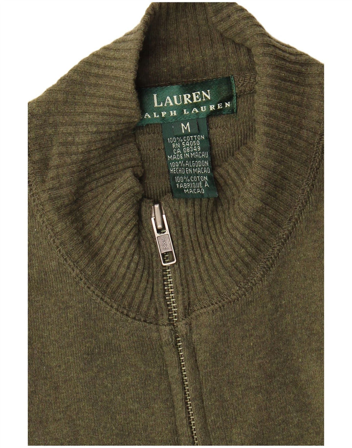Damski sweter rozpinany Ralph Lauren UK 14, średnia bawełna khaki