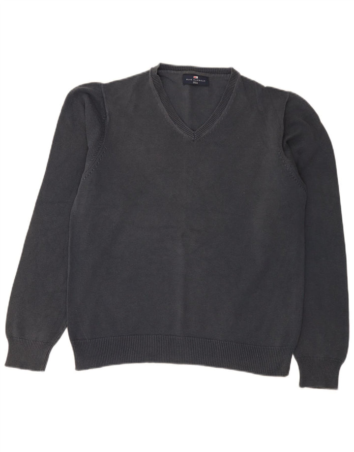 Marks & Spencer Damski sweter z dekoltem w kształcie litery V, UK 14, średni granatowy, bawełniany