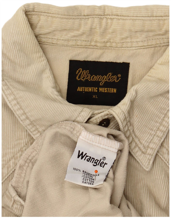 WRANGLER Męska sztruksowa koszula westernowa XL, beżowa, bawełniana